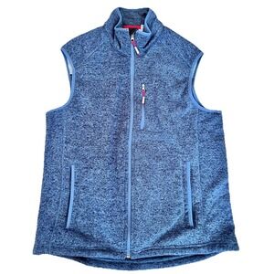 Orvis Vest Men's Sz Large Blue Fleece Full Zip Pockets Fishing Outdoor Hiking